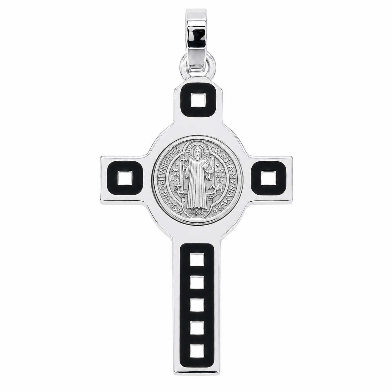 Colgante de cruz de plata de ley 925 rodiada con medallón bañado en oro - ARP00034GP