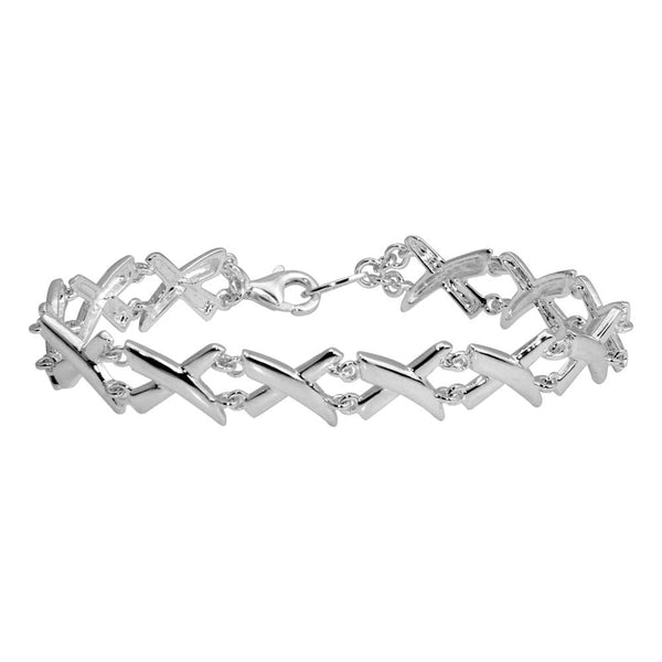 Silver 925 Rhodium Plated X Link Tennis Bracelet - B00001