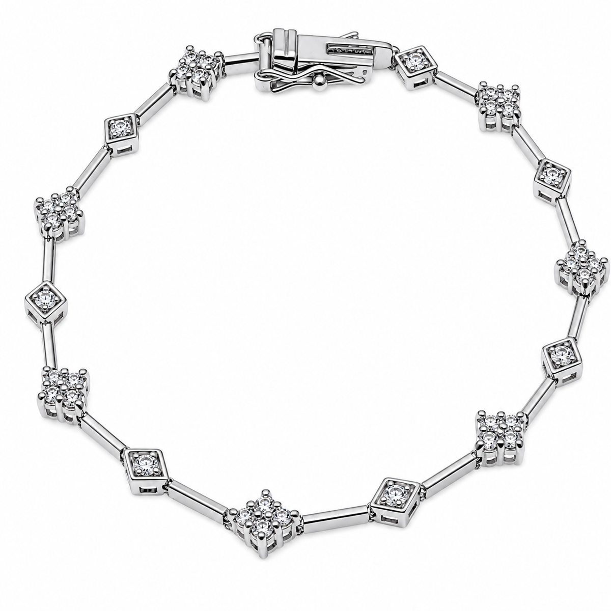 Rhodium Plated 925 Silver Clear Bridal Tennis CZ Bracelet - BGB00102