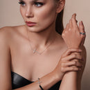 Silver 925 Rose Gold Plated Sideways Cross CZ Necklace - BGP00675