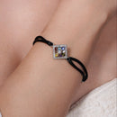 Silver 925 Black Rope Multicolored CZ Bracelet - BGB00219