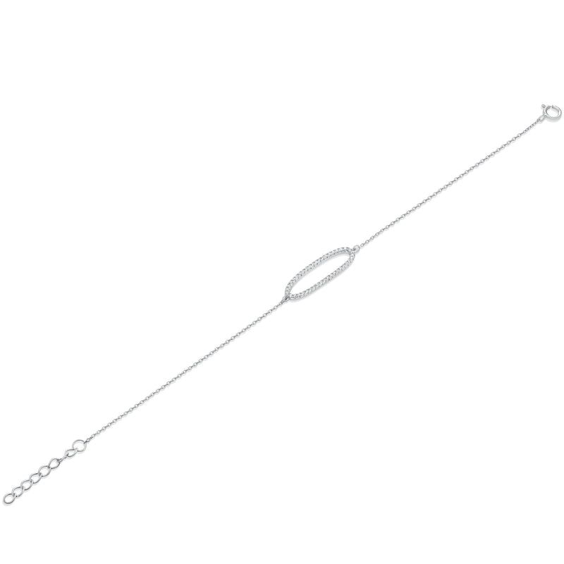 Pulsera de cadena ovalada abierta de plata de ley 925 rodiada - BGB00339