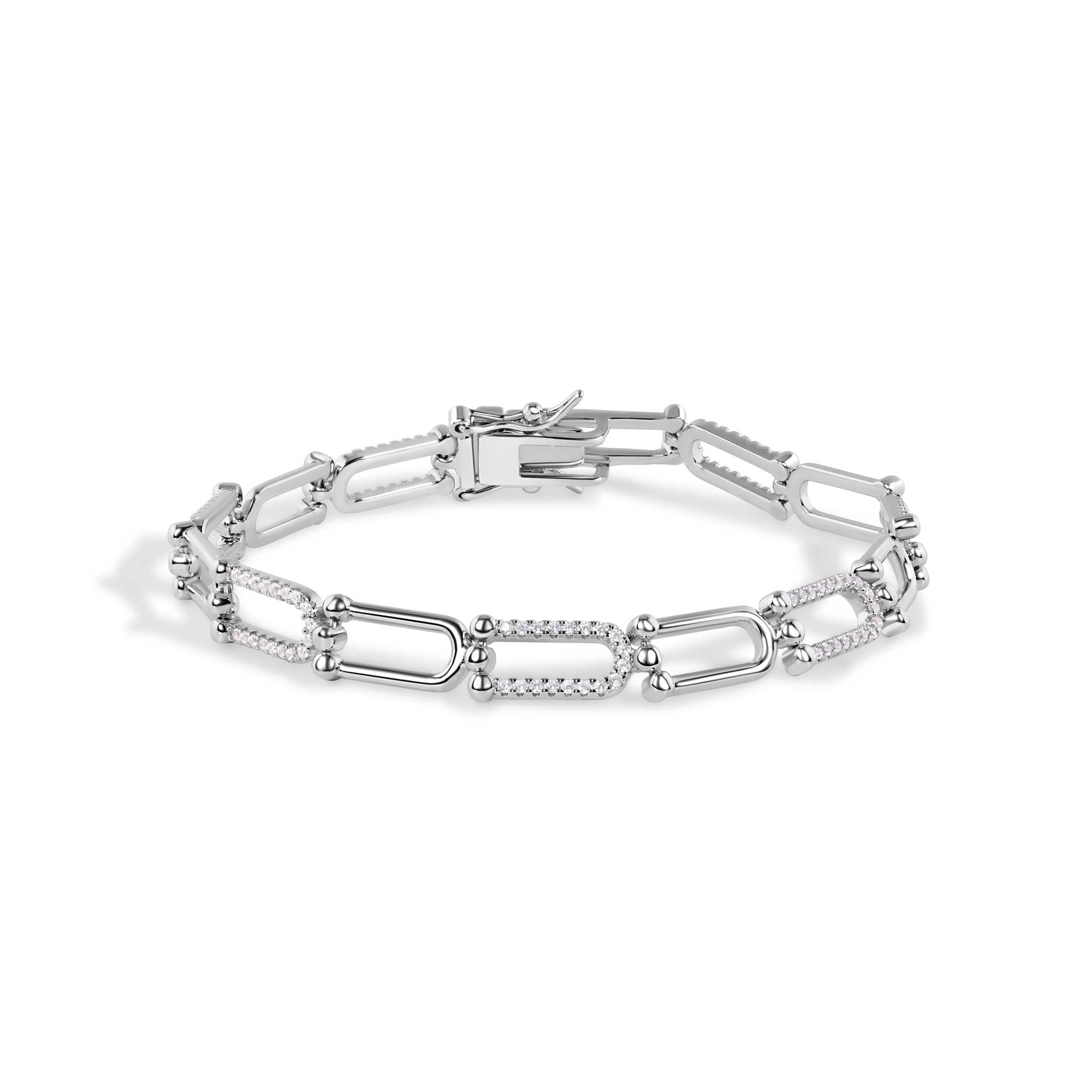 Pulsera de tenis de plata de ley 925 rodiada con circonitas cúbicas transparentes - BGB00391