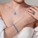 Silver 925 Rhodium Plated Evil Eye Tennis Bracelet - BGB00060