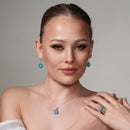 Silver 925 Rhodium Plated Round Cookie Monster Evil Eye Dangling Hook Earrings - BGE00106