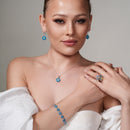 Silver 925 Rhodium Plated Multi Colored Hanging Evil Eye Ring - BGR00258