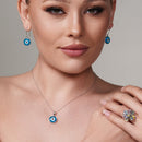 Silver 925 Rhodium Plated Blue Evil Eye Necklace - BGP00240