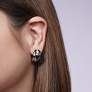 Clearance-Silver 925 Rhodium Plated Cow Print Hoop Earrings - BGE00126