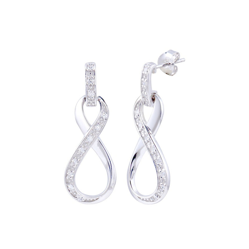 Pendiente colgante de plata de ley 925 rodiada con circonitas cúbicas transparentes - BGE00184