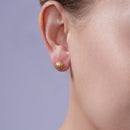 Silver 925 Gold Rhodium Plated Round Disco Ball CZ Stud Earrings - BGE00265