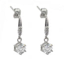 Silver 925 Rhodium Plated Round Center CZ Dangling Stud Earrings - BGE00378