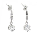 Silver 925 Rhodium Plated Round Center CZ Dangling Stud Earrings - BGE00378