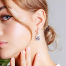 Rhodium Plated 925 Sterling Silver Multi Colored CZ Square Dangling Earring - BGE00650
