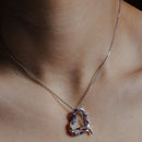 Clearance-Silver 925 Double Open Heart Pendant with Blue and Clear CZ Accents - BGP00031BLUE