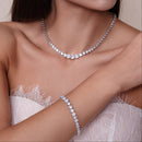 Pulsera de tenis con circonita transparente graduada chapada en rodio de plata 925 - STB00384