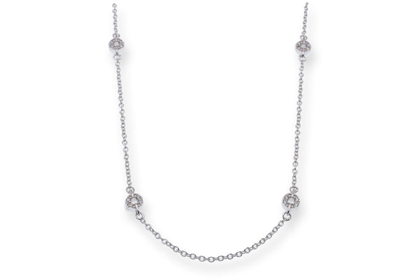 Silver 925 Rhodium Plated Open Circle CZ Necklace - BGP00452