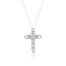 Silver 925 Rhodium Plated Open Cross CZ Necklace - BGP00617