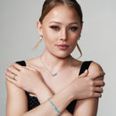 Silver 925 Rhodium Plated Infinity with Turquoise Stones Pendant Necklace - BGP00898TQ