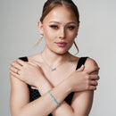 Pulsera de tenis de plata de ley 925 rodiada con turquesa y circonitas cúbicas transparentes de 5 mm - BGB00384