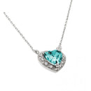 Rhodium Plated 925 Sterling Silver CZ Heart Birthstone Necklace - BGP00911