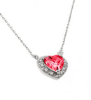 Rhodium Plated 925 Sterling Silver CZ Heart Birthstone Necklace - BGP00911