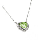 Rhodium Plated 925 Sterling Silver CZ Heart Birthstone Necklace - BGP00911