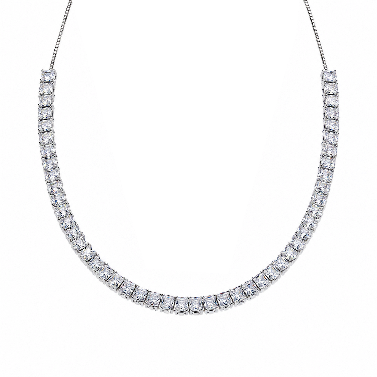Rhodium Plated 925 Sterling Silver Adjustable CZ Bridal Tennis