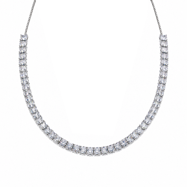 DIFFERENT NECKLACE PREMIUM 925シルバー　55 Rhodium Plated 925 Sterling Silver Adjustable CZ Bridal Tennis