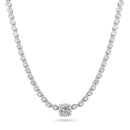 Rhodium Plated 925 Sterling Silver Bubble Tennis CZ Clear Center Stone Necklace - BGP01469CLR
