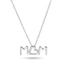 Rhodium Plated 925 Sterling Silver Mom Heart Clear CZ Necklace - BGP01480