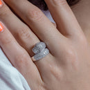 Silver 925 Rhodium Plated Green and Clear Pave Set CZ Jaguar Ring - BGR00006