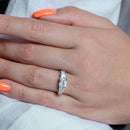 Rhodium Plated 925 Sterling Silver Clear 5 Stone Set CZ Bridal Ring - BGR00017