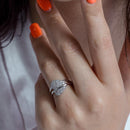 Silver 925 Rhodium Plated Pave Set CZ Sideways Heart Ring - BGR00026