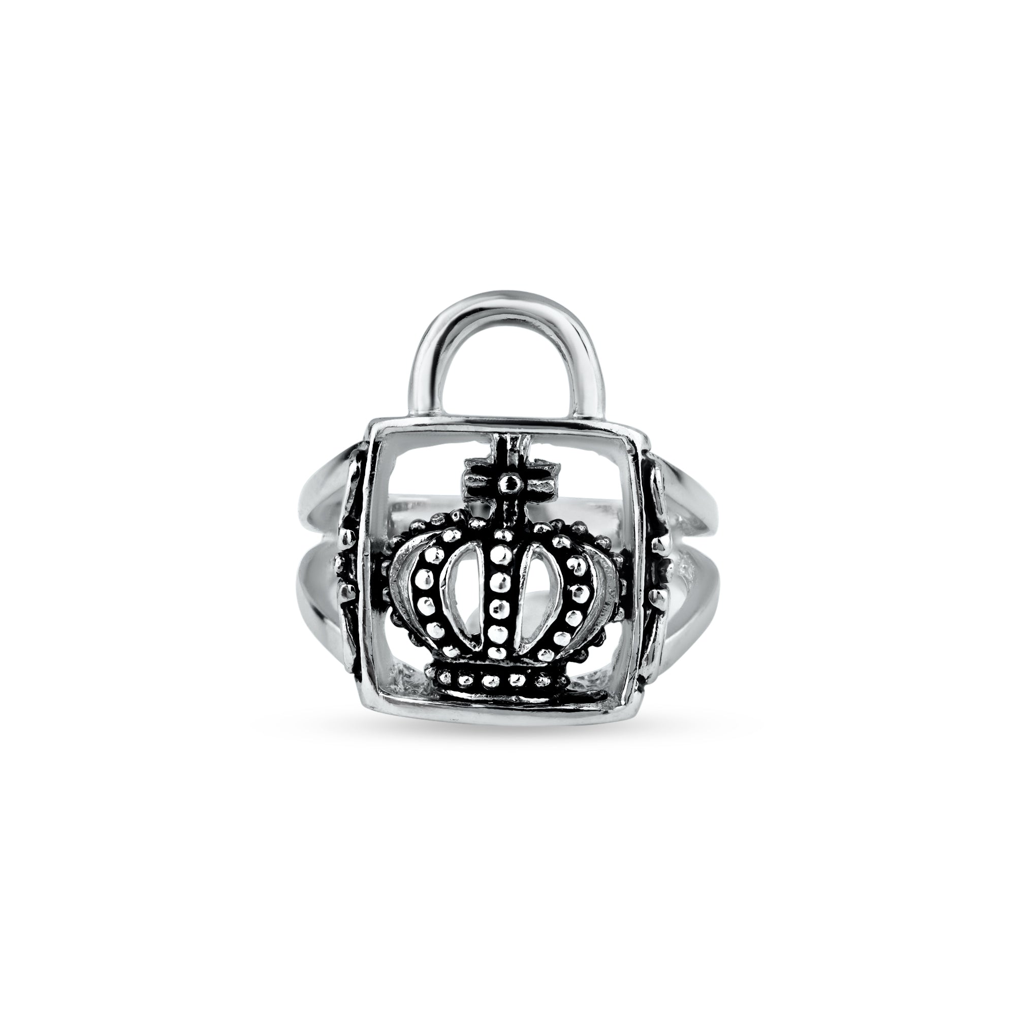 Clearance-Silver 925 Rhodium Plated Crown Ring - BGR00035