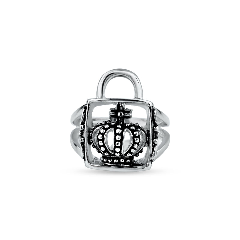 Closeout-Silver 925 Rhodium Plated Crown Ring - BGR00035