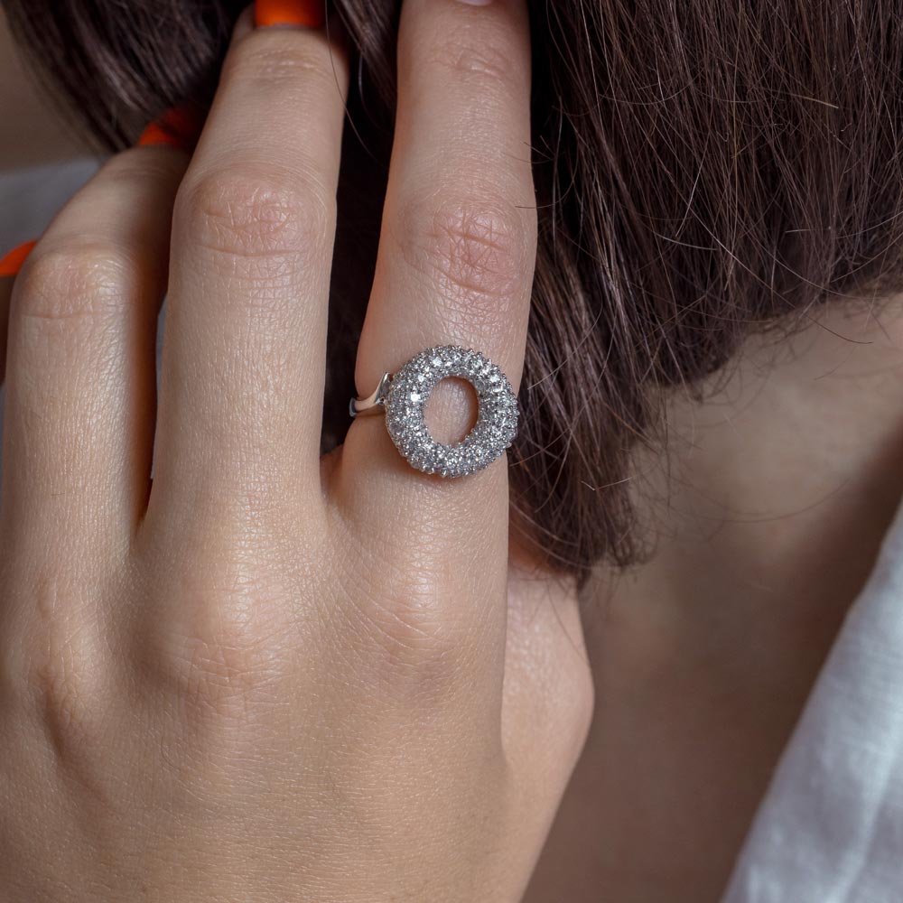 Anillo de plata de ley 925 con rodio y circonitas cúbicas (liquidación) - BGR00043