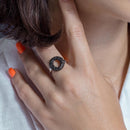 Liquidación - Anillo de plata 925 rodiada y rodio negro con circonita negra - BGR00044