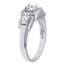 Silver 925 Rhodium Plated Clear CZ Bridal Ring - BGR00065