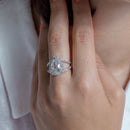 Anillo antiguo nupcial de plata 925 chapado en rodio con forma de lágrima transparente CZ - BGR00084