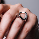 Clearance-Silver 925 Rhodium Plated Clear CZ Open Circle Ring - BGR00106