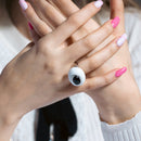 Anillo de plata 925 rodiada con ónix y esmalte blanco (liquidación) - BGR00169