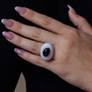 Anillo de plata 925 rodiada con ónix y esmalte blanco (liquidación) - BGR00169