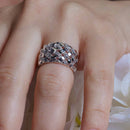 Clearance-Silver 925 Rhodium Plated Clear CZ Net Ring - BGR00218