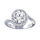 Rhodium Plated 925 Sterling Silver Clear Round Center CZ Bridal Ring - BGR00366