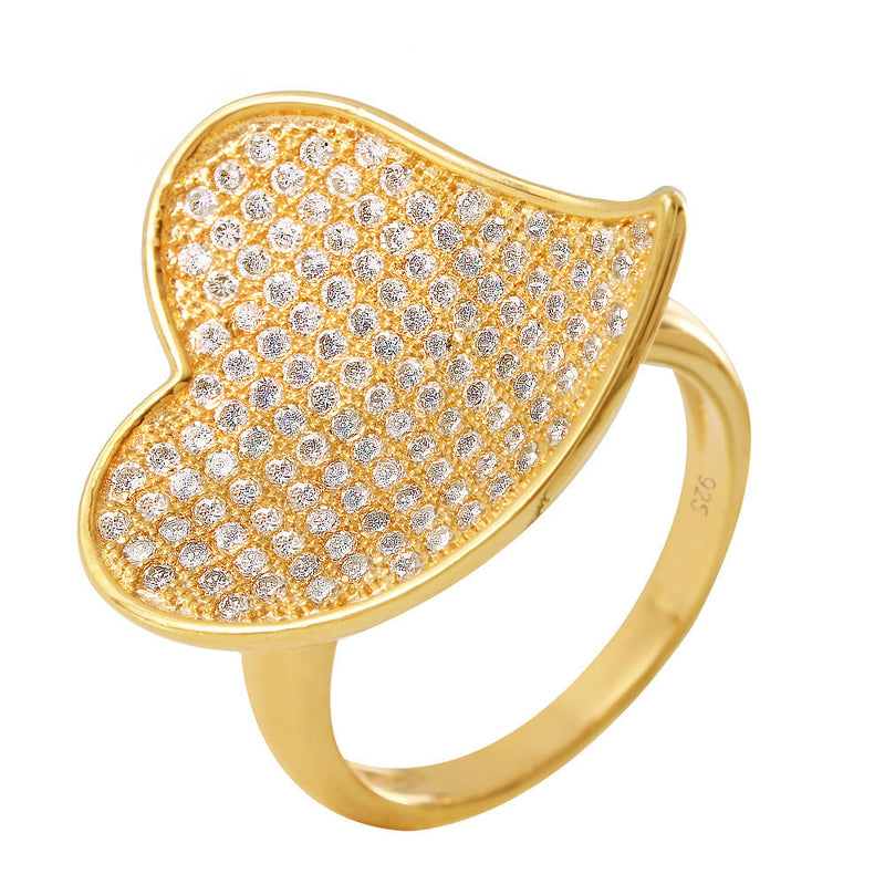 Closeout-Anillo de plata con forma de corazón de circonita cúbica transparente chapado en oro rosa 925 - BGR00611