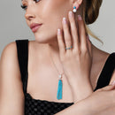 Rhodium Plated 925 Sterling Silver Flower Centered Turquoise Beads Strands Necklace - BGP01147