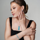 Rhodium Plated 925 Sterling Silver Flower Centered Turquoise Beads Strands Necklace - BGP01147