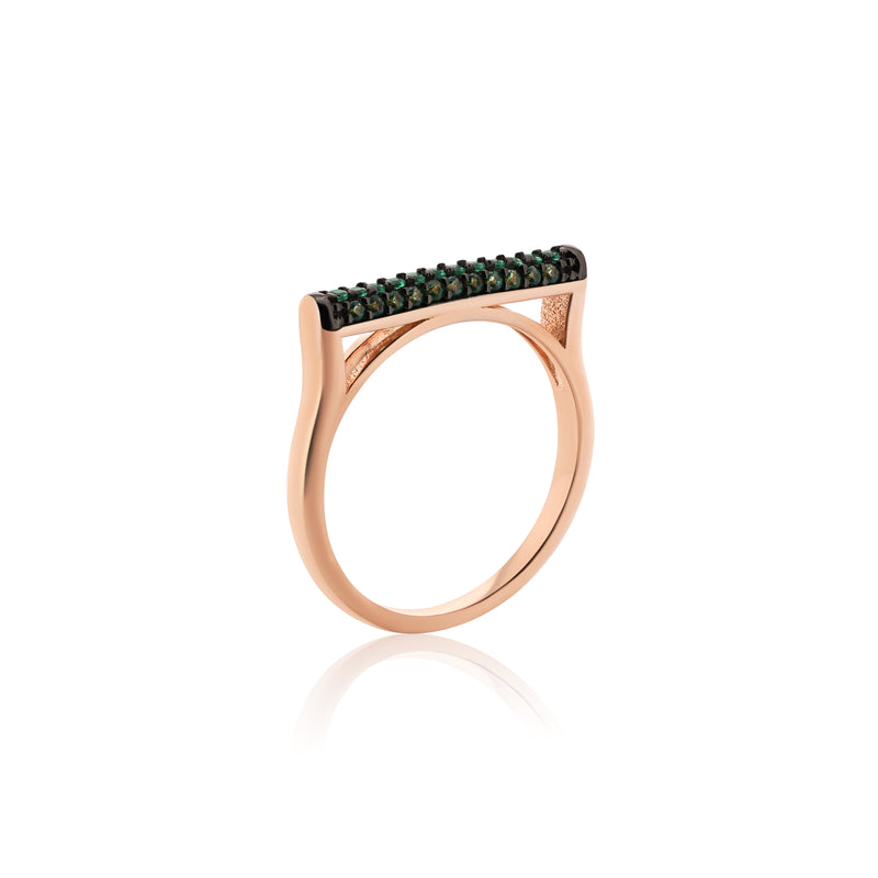 Rose Gold Plated 925 Sterling Silver Green CZ Ring - BGR01298