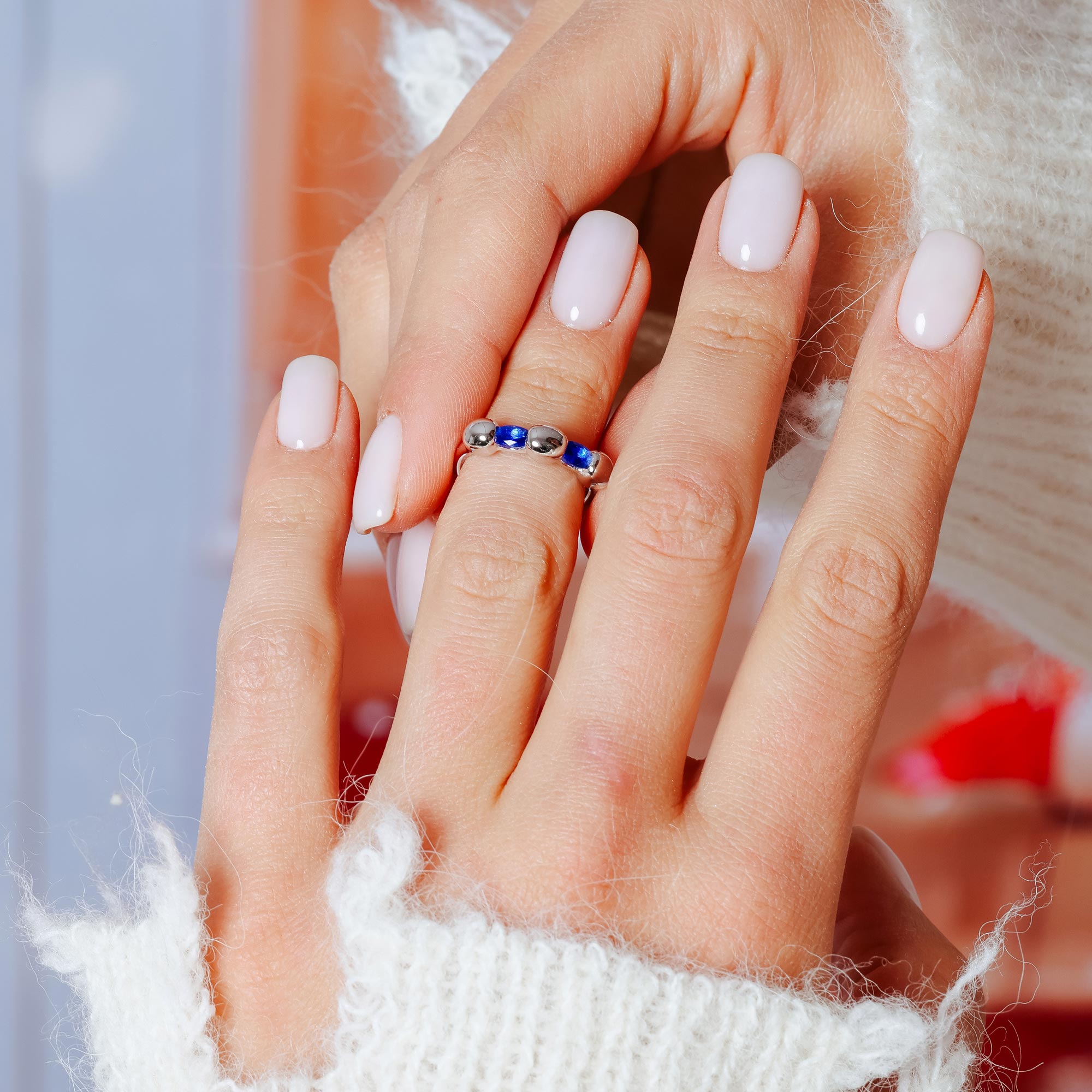 Anillo de plata de ley 925 rodiada con circonita azul - BGR01308BLU