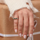 Rhodium Plated 925 Sterling Silver Green Stone CZ Ring - BGR01308GRN